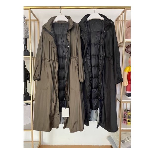 long coat women nylon zipper trench with 90% white duck down filling light warm down vest inside lady outerwear 1028, Tan;black
long coat women nylon zipper trench with 90% white duck down filling light warm down vest inside lady outerwear 1028, Tan;black