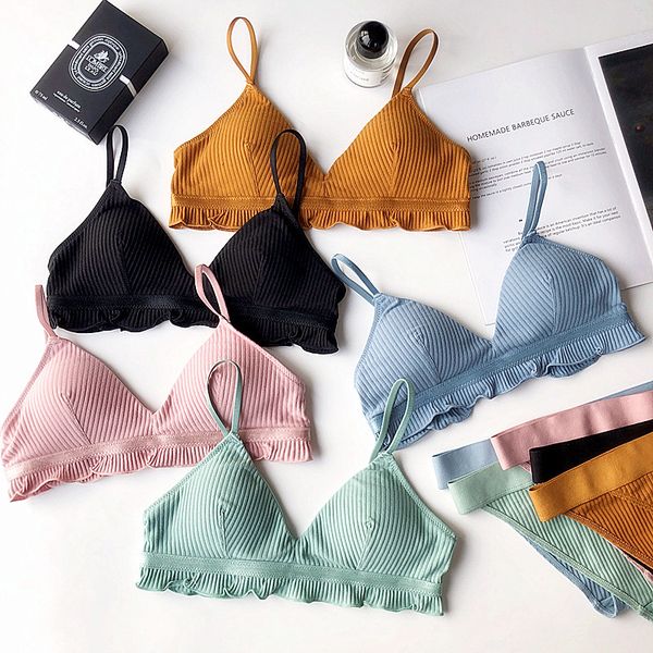 small cup cotton cup comfortable young girls sleepwear wire pad bra and panty sets lingerie women bralette panties y200708, Red;black
small cup cotton cup comfortable young girls sleepwear wire pad bra and panty sets lingerie women bralette panties y200708, Red;black