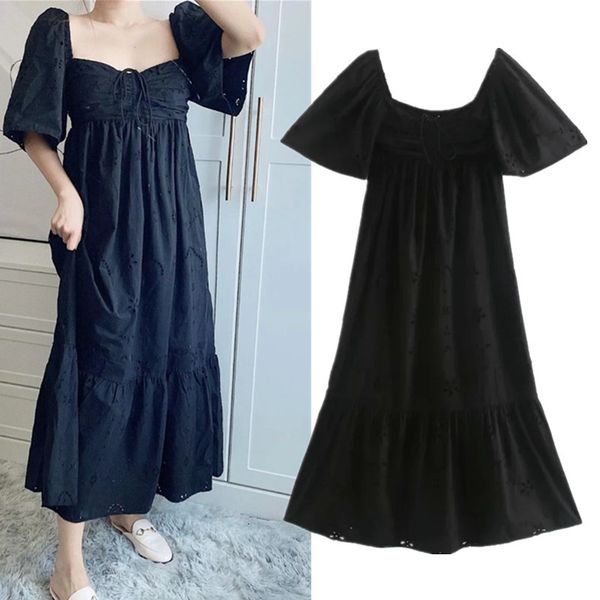 2021 new women vintage cutwork embroidery dress fashion square collar short sleeves elastic back elegant chic dresses aqza, Black;gray
2021 new women vintage cutwork embroidery dress fashion square collar short sleeves elastic back elegant chic dresses aqza, Black;gray