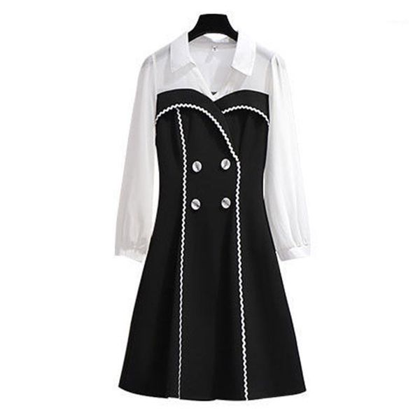 women's spring autumn style dress women's turn-down collar button patchwork long sleeve elegant and sweet dress 35011, Black;gray
women's spring autumn style dress women's turn-down collar button patchwork long sleeve elegant and sweet dress 35011, Black;gray