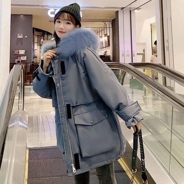 women's down & parkas korean stylish loose women drawstring waist midi-long thick oversized jackets large fur collar warm winter coats, Black
women's down & parkas korean stylish loose women drawstring waist midi-long thick oversized jackets large fur collar warm winter coats, Black
