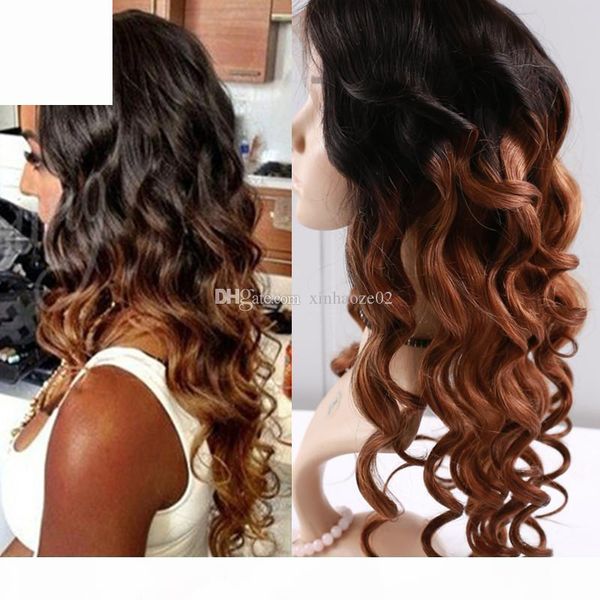 ombre glueless lace front wigs human hair brazilian non-remy hair loose wave wigs #1bt30 color pre plucked hairline for women, Black;brown
ombre glueless lace front wigs human hair brazilian non-remy hair loose wave wigs #1bt30 color pre plucked hairline for women, Black;brown
