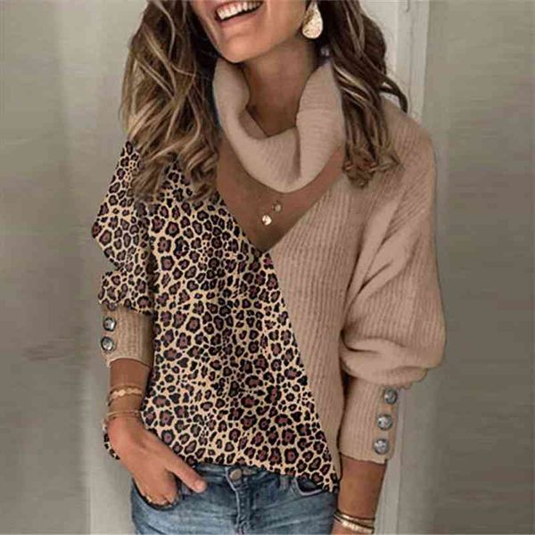 woman sweaters knitted leopard patchwork turtleneck sweaters pullover spring button long lantern sleeve loose women, White;black
woman sweaters knitted leopard patchwork turtleneck sweaters pullover spring button long lantern sleeve loose women, White;black