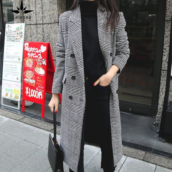 leiouna slim casual plaid coat new 2021 fashion women long woolen coat type female winter jackets spring autumn female outwear, Black
leiouna slim casual plaid coat new 2021 fashion women long woolen coat type female winter jackets spring autumn female outwear, Black