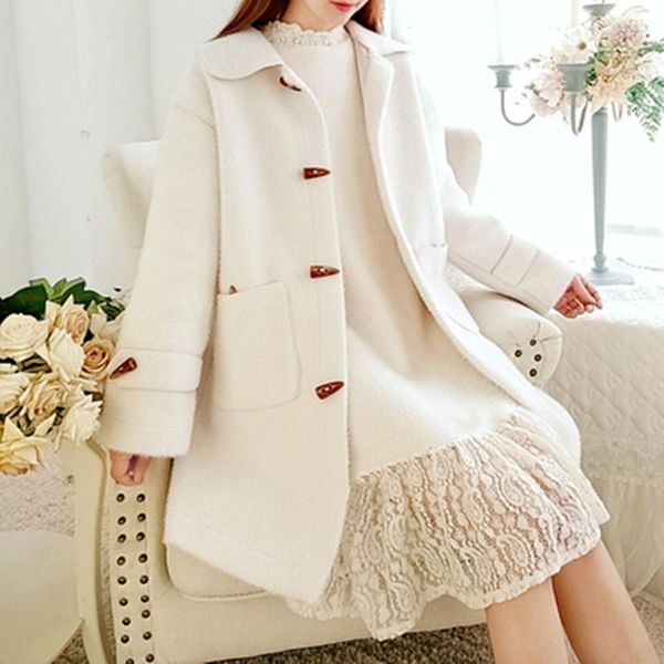 yuzacdwx 2020 womens' winter new cloth horn buckle woolen coat fashion professional women's straight wild ms coat1, Black;brown
yuzacdwx 2020 womens' winter new cloth horn buckle woolen coat fashion professional women's straight wild ms coat1, Black;brown