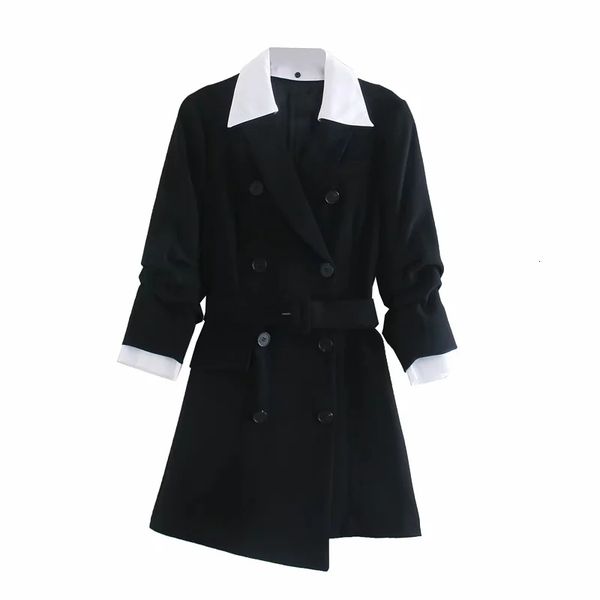 2021 new black patchwork blazer short dress women fashion with belt lapel collar long sleeve office ladies elegant dresses bz55, Black;gray
2021 new black patchwork blazer short dress women fashion with belt lapel collar long sleeve office ladies elegant dresses bz55, Black;gray
