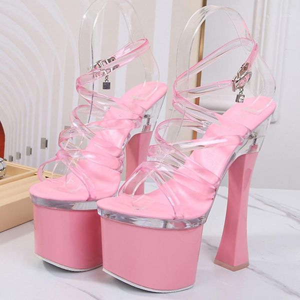 17cm thick high heel sandals women transparent super high heel pole dancing catwalk sequin fairy sandals plus size shoes1, Black
17cm thick high heel sandals women transparent super high heel pole dancing catwalk sequin fairy sandals plus size shoes1, Black