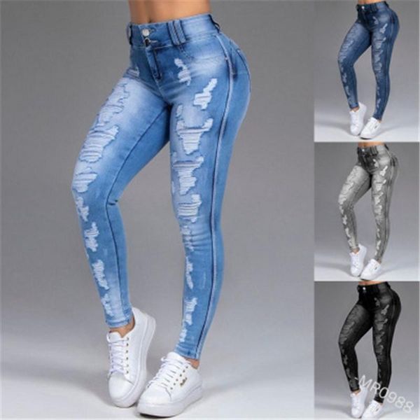 ladies hole broken jeans fashion occident trend high waist button zipper denim pencil pants designer female autumn elasticity casual jeans, Blue
ladies hole broken jeans fashion occident trend high waist button zipper denim pencil pants designer female autumn elasticity casual jeans, Blue