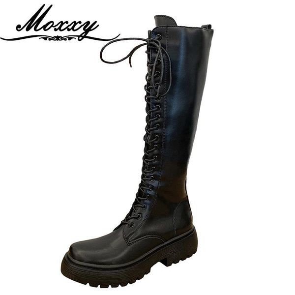 moxxy 2020 autumn winter lace up ladies knee high boots gothic leather platform long boots women shoes black white combat
moxxy 2020 autumn winter lace up ladies knee high boots gothic leather platform long boots women shoes black white combat