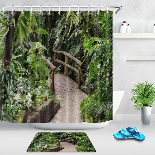 tropical plants decor retro wooden bridge green leaves shower curtain mildew resistant polyester fabric bath curtain decorations1
tropical plants decor retro wooden bridge green leaves shower curtain mildew resistant polyester fabric bath curtain decorations1