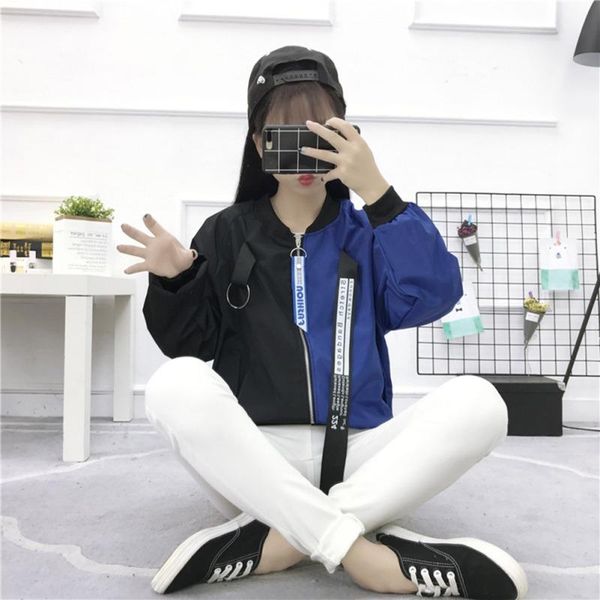 long sleeve zipper patchwork jacket female coat spring loose bf harajuku matching baseball uniform women outerwear, Black;brown
long sleeve zipper patchwork jacket female coat spring loose bf harajuku matching baseball uniform women outerwear, Black;brown
