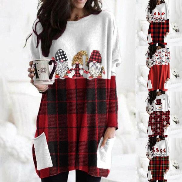 40# women christmas blouse color matching print long-sleeved sweatshirt shirt casual plus size plaid pullover ropa mujer1, White
40# women christmas blouse color matching print long-sleeved sweatshirt shirt casual plus size plaid pullover ropa mujer1, White
