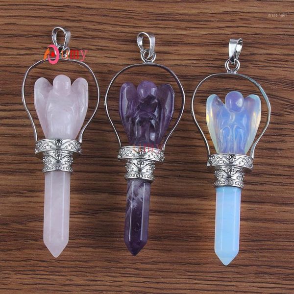 wholesale- umy popular hexagon column stones angel scepter rose quartz amethyst opalite opal pendant fashion jewelry1, Black
wholesale- umy popular hexagon column stones angel scepter rose quartz amethyst opalite opal pendant fashion jewelry1, Black