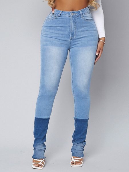 sxy colorblock high waist skinny jeans n4o1#, Blue 
sxy colorblock high waist skinny jeans n4o1#, Blue
