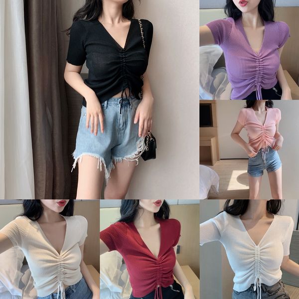 v-neck drawstring curved bead short sleeve women's slim fit foreign style beadst-shirt beadswomen's net red t-shirt mfhkt mfhkt, White
v-neck drawstring curved bead short sleeve women's slim fit foreign style beadst-shirt beadswomen's net red t-shirt mfhkt mfhkt, White