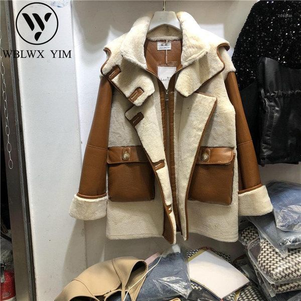 women's fur & faux fashion women lamb wool jacket pu leather splice teddy coat pocket hooded female winter thick warm plush coats1, Black
women's fur & faux fashion women lamb wool jacket pu leather splice teddy coat pocket hooded female winter thick warm plush coats1, Black