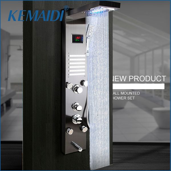 kemaidi black nickel brushed digital display shower panel column led rain waterfall shower spa jets bath shower mixer faucet 1011
kemaidi black nickel brushed digital display shower panel column led rain waterfall shower spa jets bath shower mixer faucet 1011