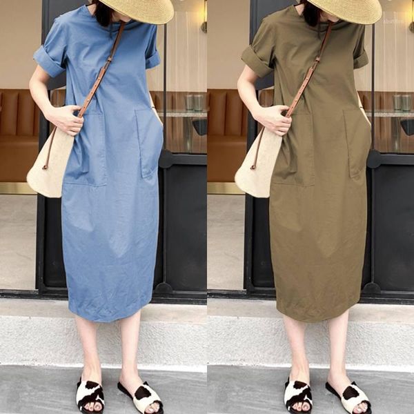 casual dresses s-5xl celmia women loose midi dress holiday short sleeve shirt sundress office o neck solid split pockets femininas1, Black;gray
casual dresses s-5xl celmia women loose midi dress holiday short sleeve shirt sundress office o neck solid split pockets femininas1, Black;gray