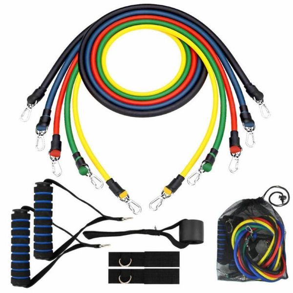 11pcs home gym fitness strength training workout resistance bands pull rope set