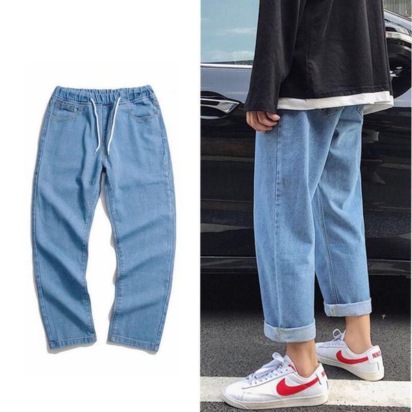 men's wide leg jeans loose casual male jogging straight denim trousers blue black elastic waist drawstring ankle-length pants1
men's wide leg jeans loose casual male jogging straight denim trousers blue black elastic waist drawstring ankle-length pants1