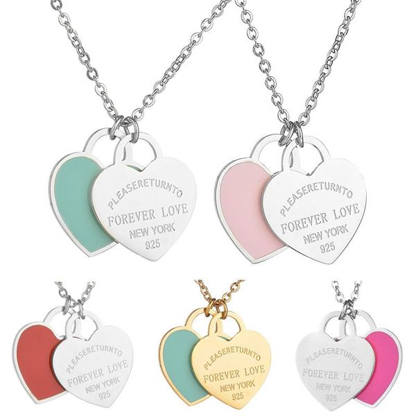 big double heart necklace women long chain classic design green&pink&red heart pendant necklace gift jewelry, Silver
big double heart necklace women long chain classic design green&pink&red heart pendant necklace gift jewelry, Silver