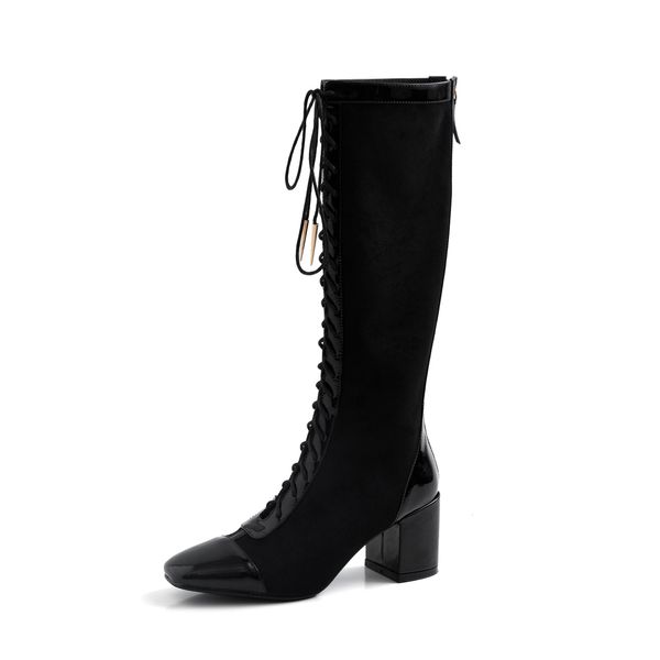 22-25 2021 knee-boots in length 6.5cm spring heel and autumn cow hide colorblock patent leather+ herd woman shoes s33y, Black
22-25 2021 knee-boots in length 6.5cm spring heel and autumn cow hide colorblock patent leather+ herd woman shoes s33y, Black