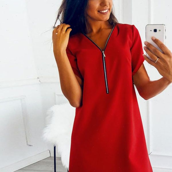 summer womens clothing short sleeve v neck zipper solid color dress casual dress for home dress ropa mujer t5p, Black;gray
summer womens clothing short sleeve v neck zipper solid color dress casual dress for home dress ropa mujer t5p, Black;gray