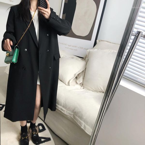 ladies jacket autumn new black fashion long suit loose casual double-breasted clothes collar popular coat1, White;black
ladies jacket autumn new black fashion long suit loose casual double-breasted clothes collar popular coat1, White;black