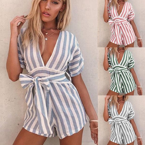 women jumpsuit deep v neck high waist rompers short sleeve women stripe jumpsuit casual plus size combinaison female pants, Black;white
women jumpsuit deep v neck high waist rompers short sleeve women stripe jumpsuit casual plus size combinaison female pants, Black;white