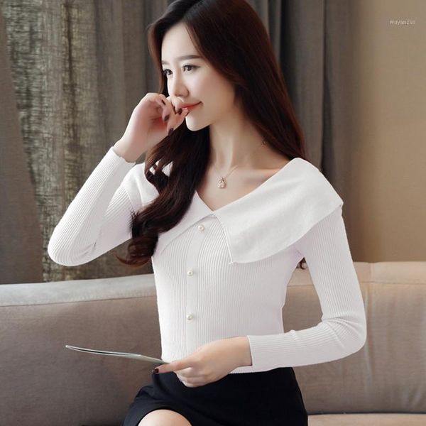 women autumn winter temperament kintted button sweater long sleeve turn-down collar casual sweater1, White;black
women autumn winter temperament kintted button sweater long sleeve turn-down collar casual sweater1, White;black