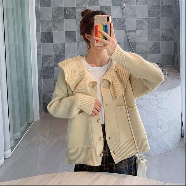 ruffles cute knitted sweet 2021 loose cardigans casual elegant girls autumn high street office lady sweater, White;black
ruffles cute knitted sweet 2021 loose cardigans casual elegant girls autumn high street office lady sweater, White;black