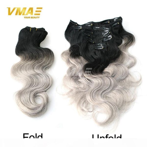 brazilian 14 to 18 inch 100g body wave silver grey ombre color virgin remy human hair extensions clip in, Black;brown
brazilian 14 to 18 inch 100g body wave silver grey ombre color virgin remy human hair extensions clip in, Black;brown