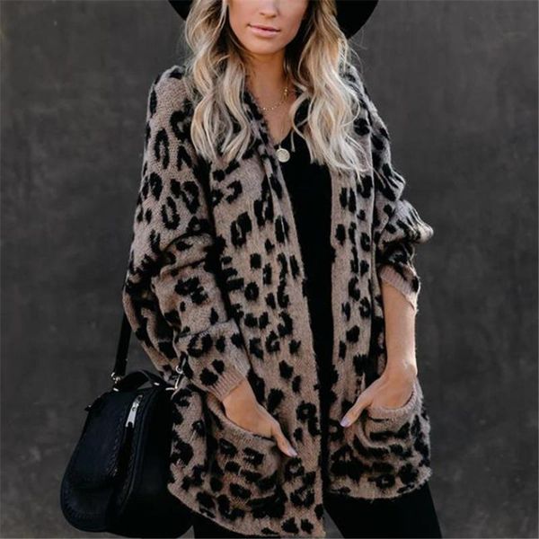 women's knits & tees winter woman sweater leopard print long sleeve casual women knitting cardigan ladies oversized with pocket, White
women's knits & tees winter woman sweater leopard print long sleeve casual women knitting cardigan ladies oversized with pocket, White