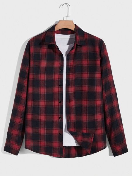 men plaid shirt without tee u0vu#, White;black 
men plaid shirt without tee u0vu#, White;black