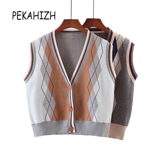 women's knits & tees vintage v-neck sleeveless argyle cardigan sweater fashion slim warm iffuce lady knitted casual loose chic 2021, White
women's knits & tees vintage v-neck sleeveless argyle cardigan sweater fashion slim warm iffuce lady knitted casual loose chic 2021, White
