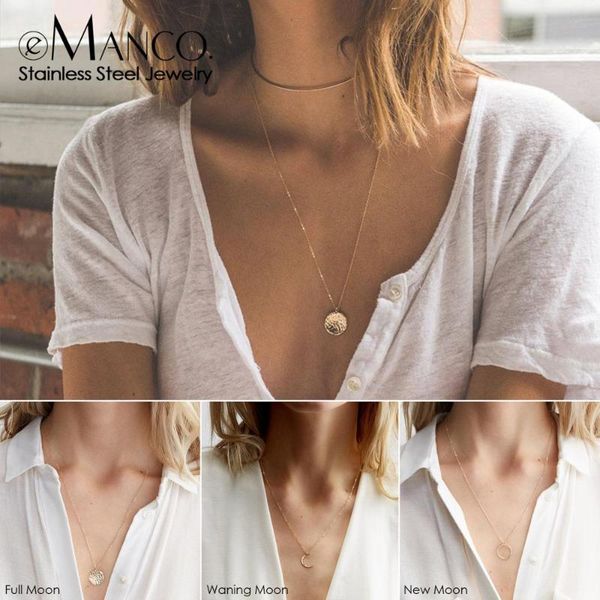 pendant necklaces e-manco korean style chain chocker necklace women moon stainless steel for fashion jewelry, Silver
pendant necklaces e-manco korean style chain chocker necklace women moon stainless steel for fashion jewelry, Silver