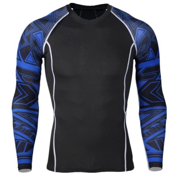 rash guard men's running suit brand 2020 men's training long sleeve thermal knitwear running sports men crossfit clothing, Black;blue