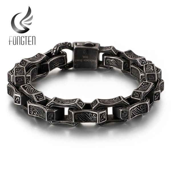 fongten vintage engraving square bracelet men stainless steel black cuff punk box link chain custom bangle man fashion jewelry 200928 
fongten vintage engraving square bracelet men stainless steel black cuff punk box link chain custom bangle man fashion jewelry 200928