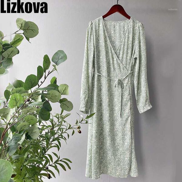 lizkova green floral long sleeve dress women v-neck high waist lace up elegant dress autumn 2020 split lady1, Black;gray
lizkova green floral long sleeve dress women v-neck high waist lace up elegant dress autumn 2020 split lady1, Black;gray