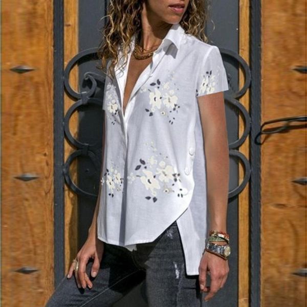 women casual shirts plus size print short sleeves blouses v-neck shirt blouse turn-down collar shirts blusas mujer de moda 2021, White
women casual shirts plus size print short sleeves blouses v-neck shirt blouse turn-down collar shirts blusas mujer de moda 2021, White