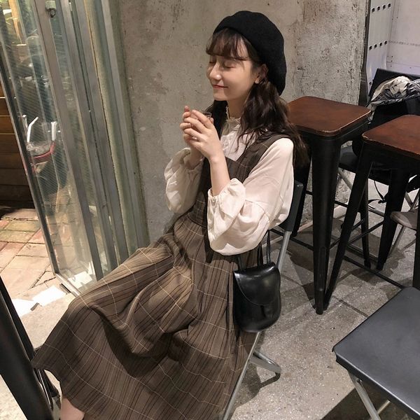 autumn new french style two piece suit women's korean loose shirt with knee strap skirt shirtsuit shirt ybwxg, Gray
autumn new french style two piece suit women's korean loose shirt with knee strap skirt shirtsuit shirt ybwxg, Gray