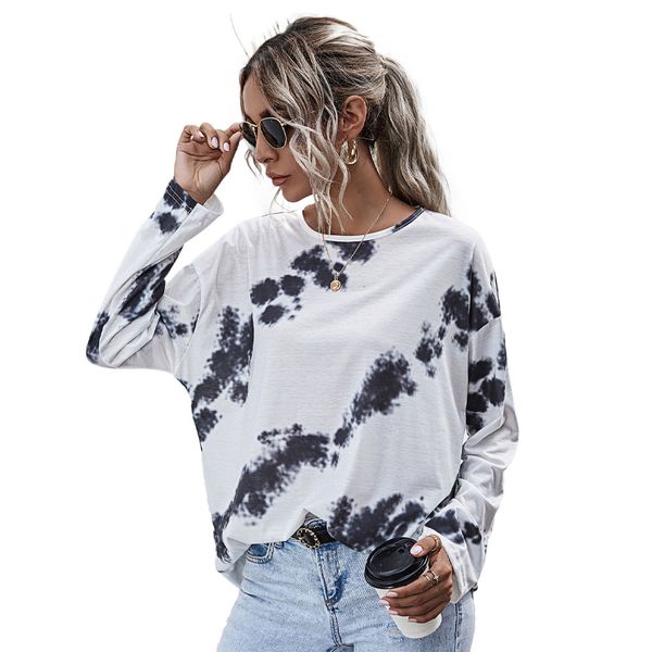 autumn 2021 new cross-border and winter tie-dye printed round neck-sleeved t-shirt graphic qqin, White
autumn 2021 new cross-border and winter tie-dye printed round neck-sleeved t-shirt graphic qqin, White