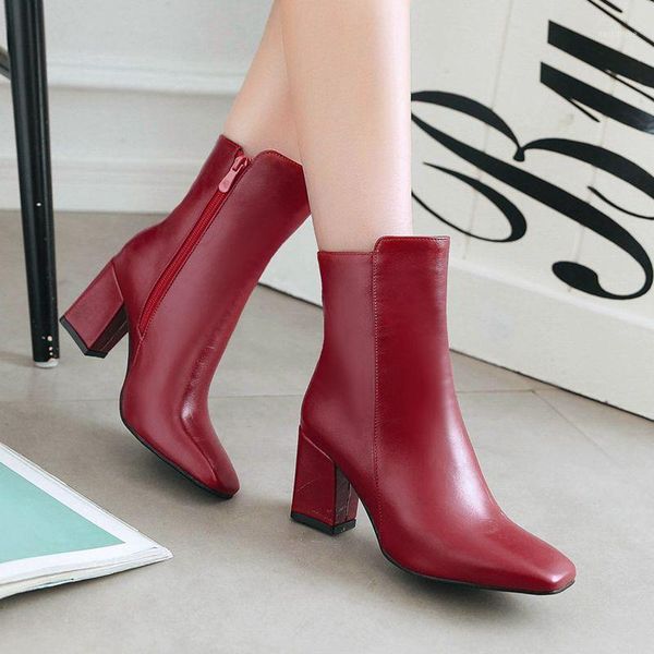 2020 new autumn square toe zip high heels boots women red ankle boots for women pu leather fashion shoes booties size 411, Black
2020 new autumn square toe zip high heels boots women red ankle boots for women pu leather fashion shoes booties size 411, Black