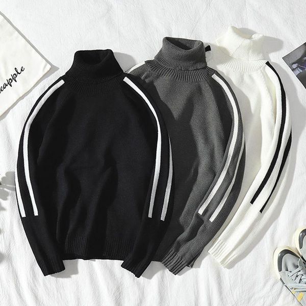 2020 high-necked sweater men's trend personality handsome student loose knit sweater jacket plus thick wool coat1, White;black
2020 high-necked sweater men's trend personality handsome student loose knit sweater jacket plus thick wool coat1, White;black