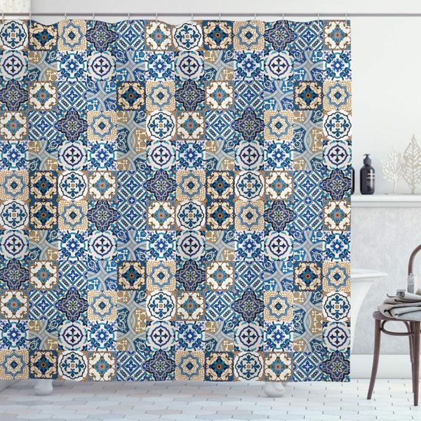 

shower curtains moroccan curtain tile pattern with portuguese traditional azulejo motifs oriental curls bathroom decor set