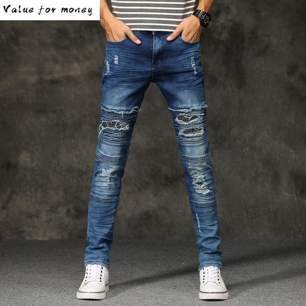 new ripped mens jeans cotton black slim skinny motorcycle jeans men vintage distressed denim hiphop pants dropshipping, Blue
new ripped mens jeans cotton black slim skinny motorcycle jeans men vintage distressed denim hiphop pants dropshipping, Blue