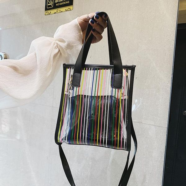 summer new colorful striped design handbag women pvc transparent jelly shoulder bag big capacity simple composite bag 2020 hot
summer new colorful striped design handbag women pvc transparent jelly shoulder bag big capacity simple composite bag 2020 hot