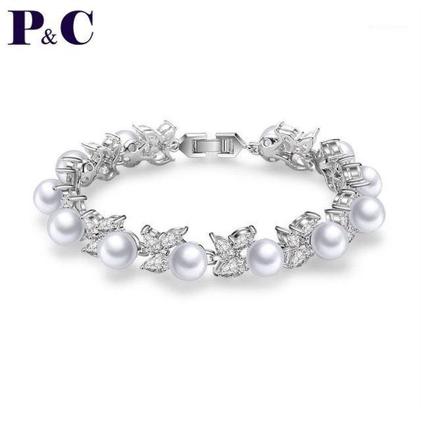 elegant zirconia simulation pearl flower romantic fashion bracelet bracelet for bridal jewelry for women gift1, Golden;silver
elegant zirconia simulation pearl flower romantic fashion bracelet bracelet for bridal jewelry for women gift1, Golden;silver