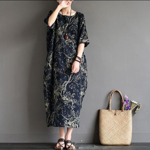 women's , new summer linen with round neck print and half sleeve belt robe maxi vitag
women's , new summer linen with round neck print and half sleeve belt robe maxi vitag