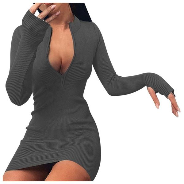 2020 winter new ladies dress women's fashion slim medium length zipper solid color long-sleeved o-neck dress, Black;gray
2020 winter new ladies dress women's fashion slim medium length zipper solid color long-sleeved o-neck dress, Black;gray